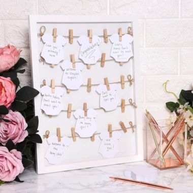 Blue Panda Baby Shower Signature Guest Book with Wood Frame and Die Cut Cards. View a larger version of this product image.