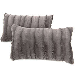 Cheer Collection Set of 2 Decorative Throw Pillows - Reversible Faux Fur to Microplush Accent Pillows by 12