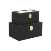 Cheungs Home Decorative Canter Isle Black Linen Box Set