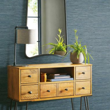 Roommates Decor Modern Faux Grasscloth Peel & Stick Wallpaper - Navy. View a larger version of this product image.