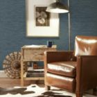 Alternate image 2 for Roommates Decor Modern Faux Grasscloth Peel & Stick Wallpaper - Navy