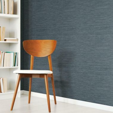 Roommates Decor Modern Faux Grasscloth Peel & Stick Wallpaper - Navy. View a larger version of this product image.