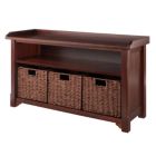 Alternate image 0 for Milan 4-Pc Storage Bench with 3 Foldable Woven Baskets, Walnut