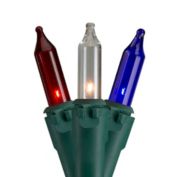 Northlight 50 Count Red, White, Blue 4th of July Mini Light Set, 10 ft Green Wire