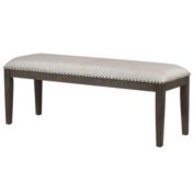Besthom Cali Gray and Brown Dining Bench with Upholstered Seat and Nailheads 19 in. X 50 in. X 16 in.