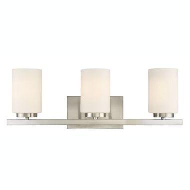 Bathroom Vanity Light Fixtures 3-Light Modern Wall Lighting Brushed Nickel with Frosted Glass Shade Over Mirror Wall Mount Lights for Living Room Hallway | Bed Bath & Beyond