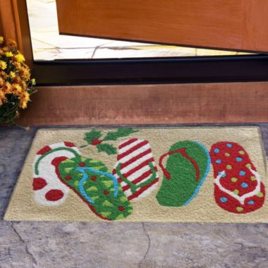 Homefires Rugs 1.5' x 2.5' Vibrant Christmas Holiday Sandals Designed Rectangular Polyester Area Throw Rug. View a larger version of this product image.