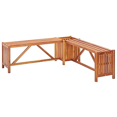 vidaXL Patio Corner Bench with Planter 46"x46"x15.7" Solid Acacia Wood. View a larger version of this product image.