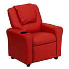 Alternate image 1 for Flash Furniture Contemporary Red Vinyl Kids Recliner With Cup Holder And Headrest - Red Vinyl