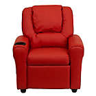 Alternate image 2 for Flash Furniture Contemporary Red Vinyl Kids Recliner With Cup Holder And Headrest - Red Vinyl