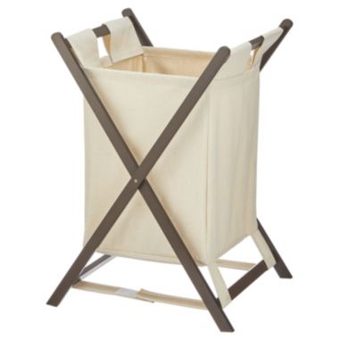 mDesign Bamboo Laundry Hamper, Portable/Collapsible Fabric Bag. View a larger version of this product image.