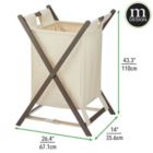 Alternate image 3 for mDesign Bamboo Laundry Hamper, Portable/Collapsible Fabric Bag
