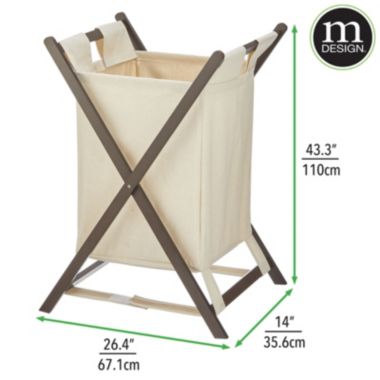 mDesign Bamboo Laundry Hamper, Portable/Collapsible Fabric Bag. View a larger version of this product image.