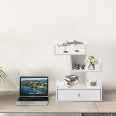 Stock Preferred Desktop Storage Books Organiser Shelf Rack in White. View a larger version of this product image.