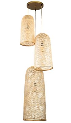 ELE Light & Decor Victoria 3-Lights Tan Pendant Design Pendant Light with Rattan Shade