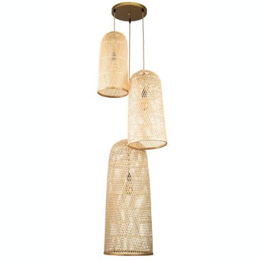 ELE Light & Decor Victoria 3-Lights Tan Pendant Design Pendant Light with Rattan Shade. View a larger version of this product image.