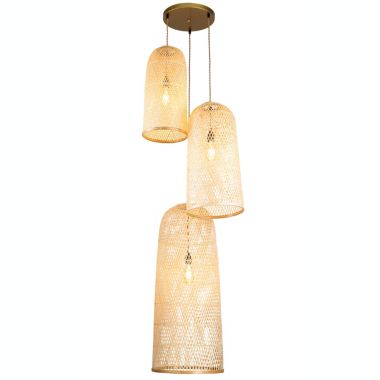 ELE Light & Decor Victoria 3-Lights Tan Pendant Design Pendant Light with Rattan Shade. View a larger version of this product image.