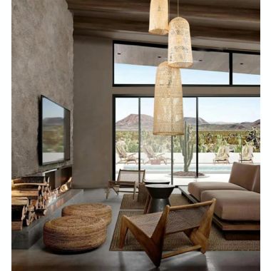 ELE Light & Decor Victoria 3-Lights Tan Pendant Design Pendant Light with Rattan Shade. View a larger version of this product image.