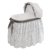 Badger Basket Co. Wishes Oval Bassinet - Full Length Skirt - Gray/Leaf