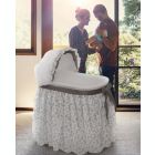 Alternate image 1 for Badger Basket Co. Wishes Oval Bassinet - Full Length Skirt - Gray/Leaf