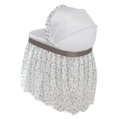 Badger Basket Co. Wishes Oval Bassinet - Full Length Skirt - Gray/Leaf. View a larger version of this product image.