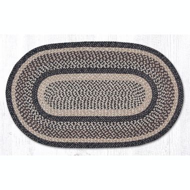 Earth Rugs C 9-93 Black + Tan Oval Braided Rug 27 x 45 inch. View a larger version of this product image.