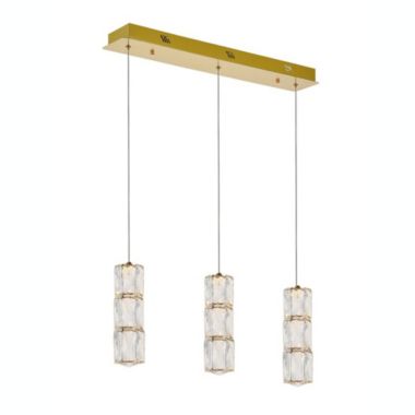 Elegant Lighting Polaris LED light gold Pendant Clear Royal Cut Crystal. View a larger version of this product image.