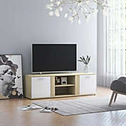 Stock Preferred TV Cabinet 47.2"x13.4"x14.6" in White and Sonoma Oak Chipboard