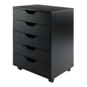 Winsome Solid Wood Halifax Cabinet for Closet / Office with 5 Drawers, Black