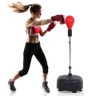 Alternate image 2 for Soozier Punching Bag Free Standing w/ Boxing Gloves Height Adjustable Boxing Ball Set  Great For Training, Exercise, Fitness & Stress Relief - Red