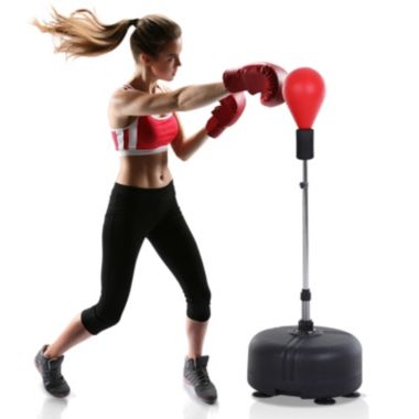 Soozier Punching Bag Free Standing w/ Boxing Gloves Height Adjustable Boxing Ball Set  Great For Training, Exercise, Fitness & Stress Relief - Red. View a larger version of this product image.