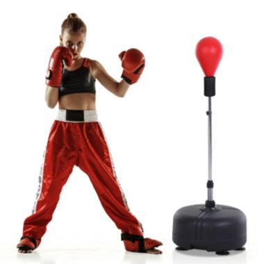 Soozier Punching Bag Free Standing w/ Boxing Gloves Height Adjustable Boxing Ball Set  Great For Training, Exercise, Fitness & Stress Relief - Red. View a larger version of this product image.