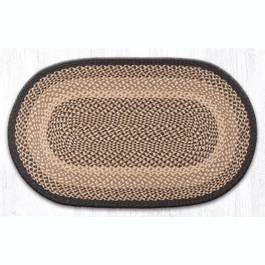 Earth Rugs C-17 Chocolate / Natural Oval Braided Rug 27 x 45 inch. View a larger version of this product image.