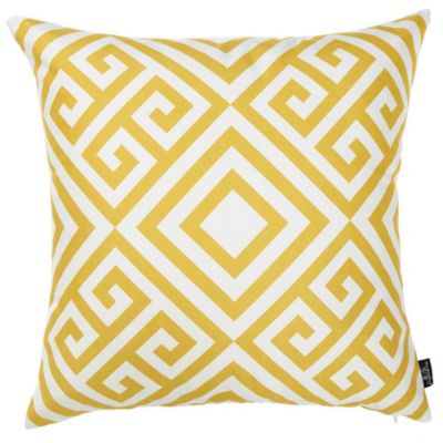 HomeRoots Yellow and White Printed Decorative Throw Pillow Cover - 20" x 20"