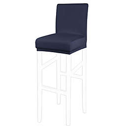 PiccoCasa Solid/Pure Stretch Bar Stool Covers, Pub Counter Height Side Chair Covers with Elastic Band for Short Back Chair, 1 Piece, Dark Blue