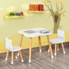 Alternate image 1 for Qaba 3 Pieces Table and Chair Sets Children Dining Table Cute Bear Shape with Rounded Corners for 1-4 years Toddler Desk Reading Drawing Playing, White