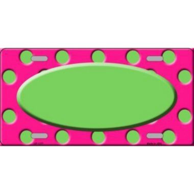 Smart Blonde Hot Pink Lime Green Polka Dot Pattern With Center Oval Customizable Metal Novelty License Plate Tag. View a larger version of this product image.