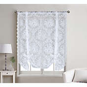 Kate Aurora Country Farmhouse Shabby Chic Floral Lace Tie Up Curtain Shade - 42 in. W x 63 in. L, White