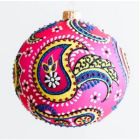 Alternate image 0 for Paisley Hot Pink Ball High Design Polish Glass Christmas Tree Ornament