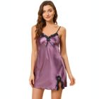 Alternate image 0 for Allegra K Women's Satin Sexy Nightgown Summer Cami Mini Spaghetti Lingerie Dress, 100% Polyester Sleepwear Loungewear Sleepshirts Nightdress Regular Fit Gown Dress, Purple S