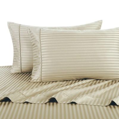 4Pc Bed Sheet 1200 Thread Count Egyptian Cotton US Cal King Size Striped Colors 
