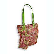 Manual Bright Pink and Lime Green Paisley Tote Bag and Wristlet Set