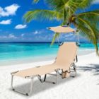 Alternate image 2 for Gymax Foldable Lounge Chair Adjustable Outdoor Beach Patio Pool Recliner W/ Sun Shade