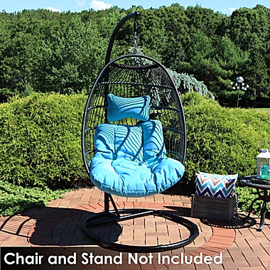 Sunnydaze Indoor/Outdoor Polyester Replacement Julia Hanging Egg Chair Cushion with Headrest - Blue - 2pc. View a larger version of this product image.