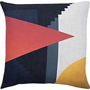 Signature Home Collection 20" Blue, Red and Yellow Geometric Design Square Throw Pillow