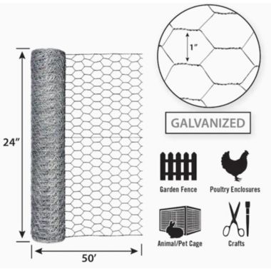 Garden Zone Origin Point (#162450) 20-Gauge Handyroll Galvanized Hex Netting, 24' H x 50 ' L. View a larger version of this product image.