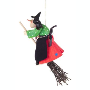 Dregeno Home Decorative Ornament - Hand Carved Witch With Black Cat - 9.5"H x 2.75"W x 3.5"D. View a larger version of this product image.