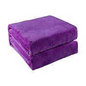 PiccoCasa Flannel Fleece Blanket for Couch and Bed, Soft Lightweight Plush Microfiber Bed or Couch Blanket Throws for Sofa, Purple Queen