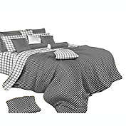 Dolce Mela Cotton Twin Size Duvet Cover Sheets Set -  Black & White Check