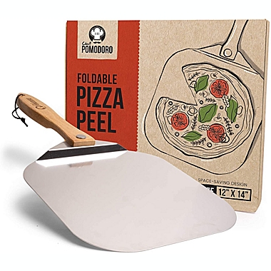 Pie Supply 14 inch x 16 inch Aluminum Pizza Peel with 19 inch Long Detachable Wooden Handle 